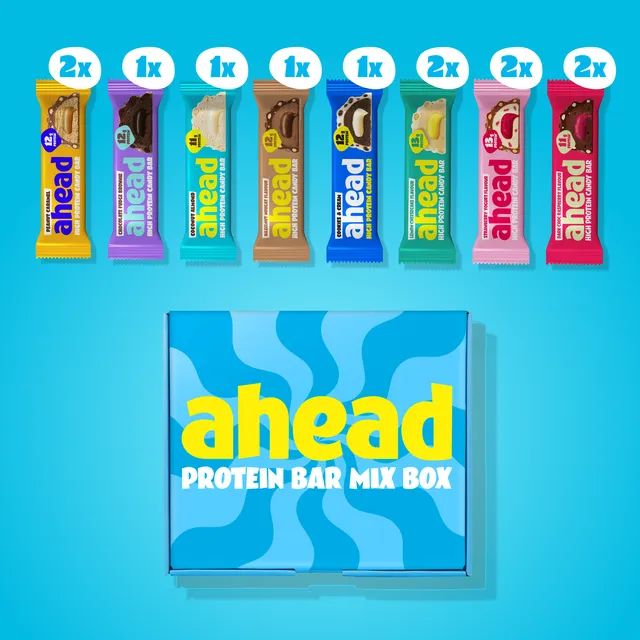 ahead-proteinriegel-probierpaket-8-sorten-max-1-7-g-zucker-pro-riegel image 1