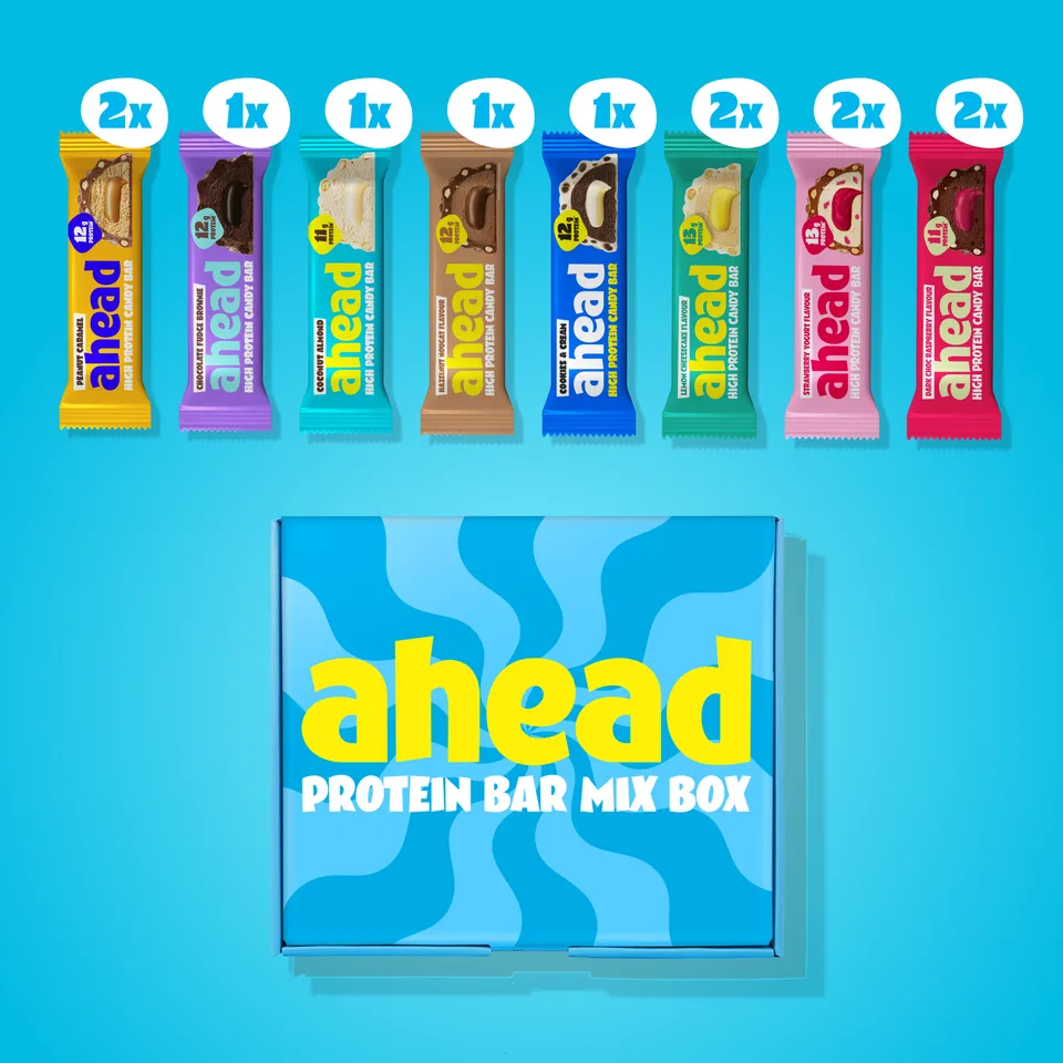 ahead-proteinriegel-probierpaket-8-sorten-max-1-7-g-zucker-pro-riegel image 1