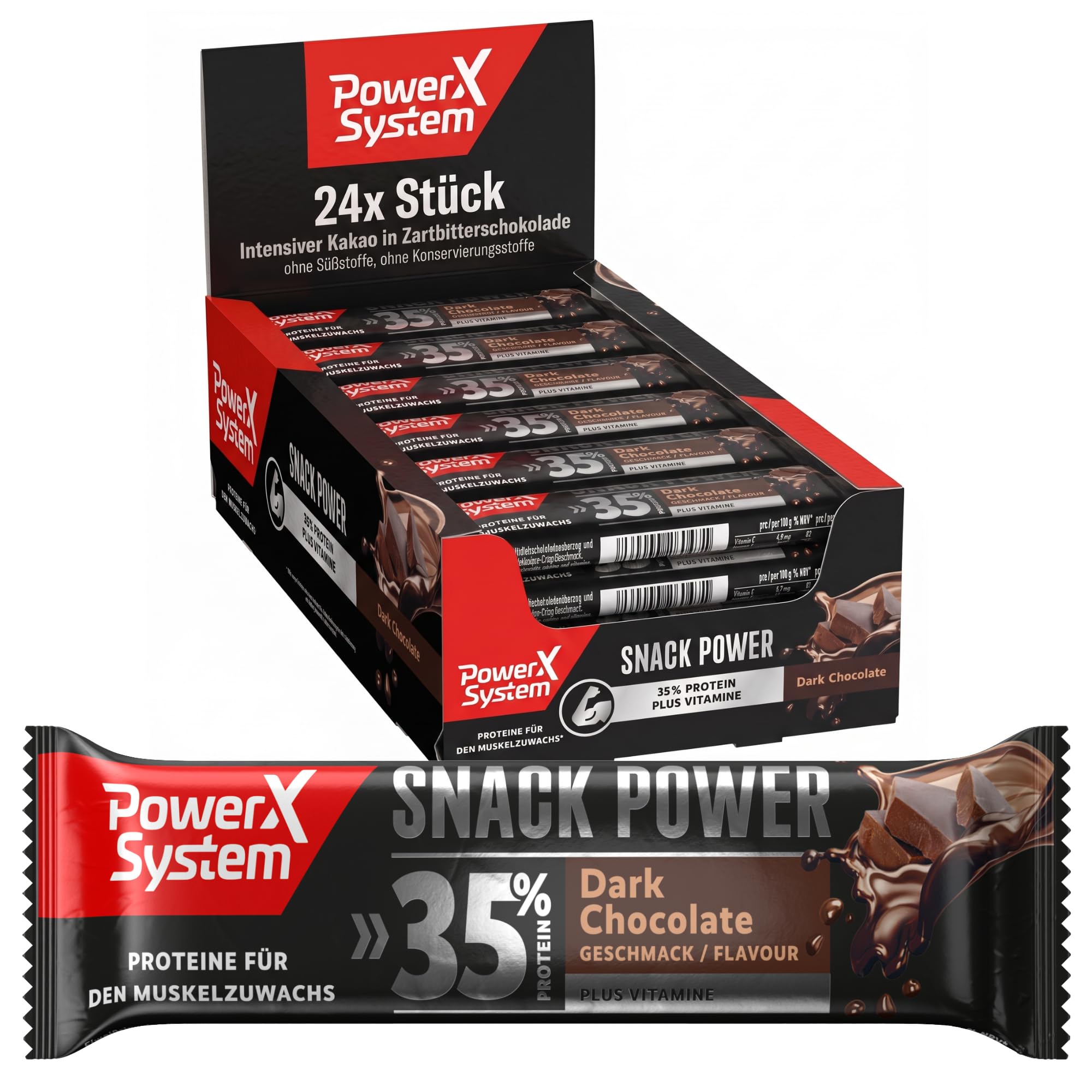power-system-snack-power-dark-chocolate-proteinriegel-24-x-45-g image 1