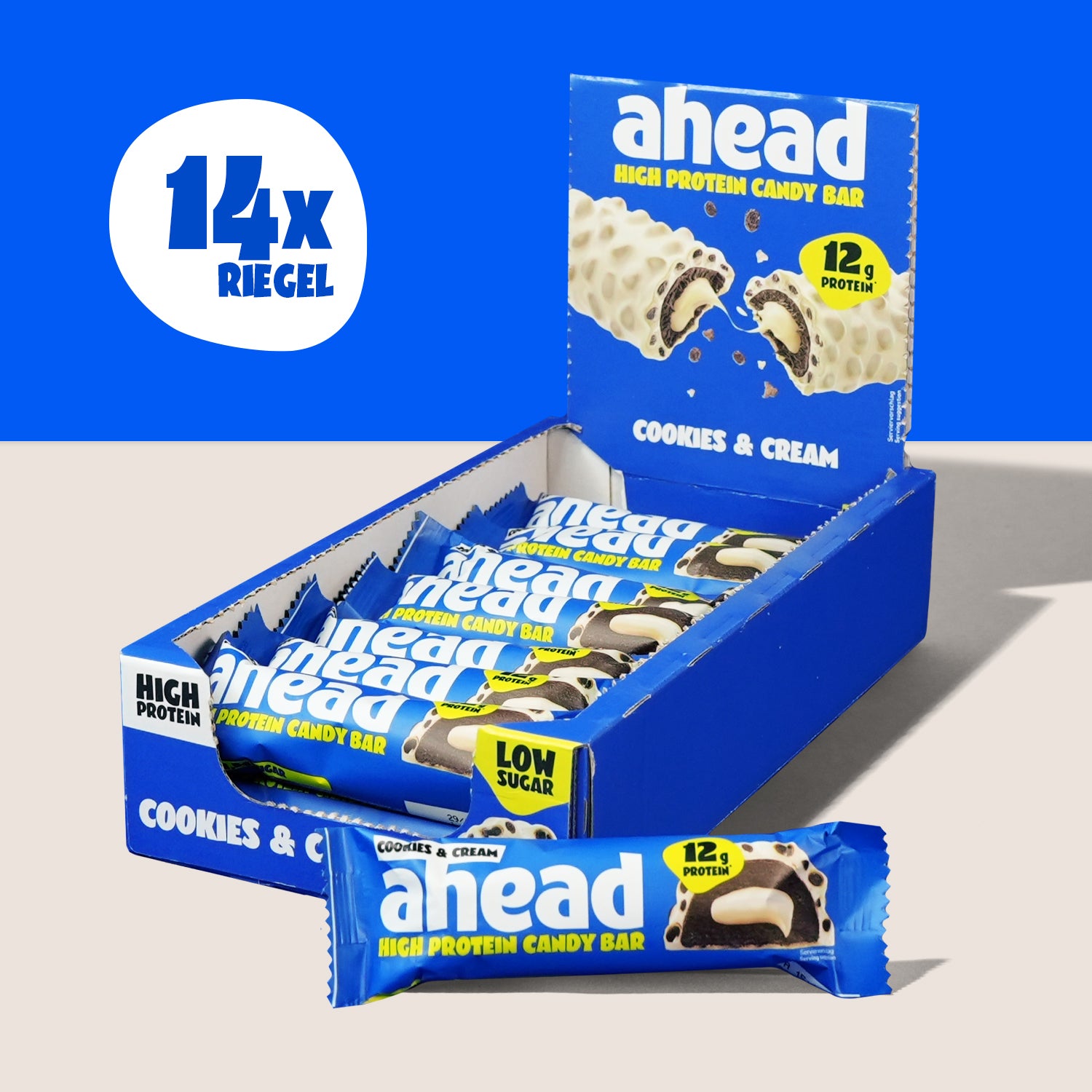 ahead-cookies-cream-eiwitreep-proteinriegel-mit-vanillecreme-und-crispies image 1
