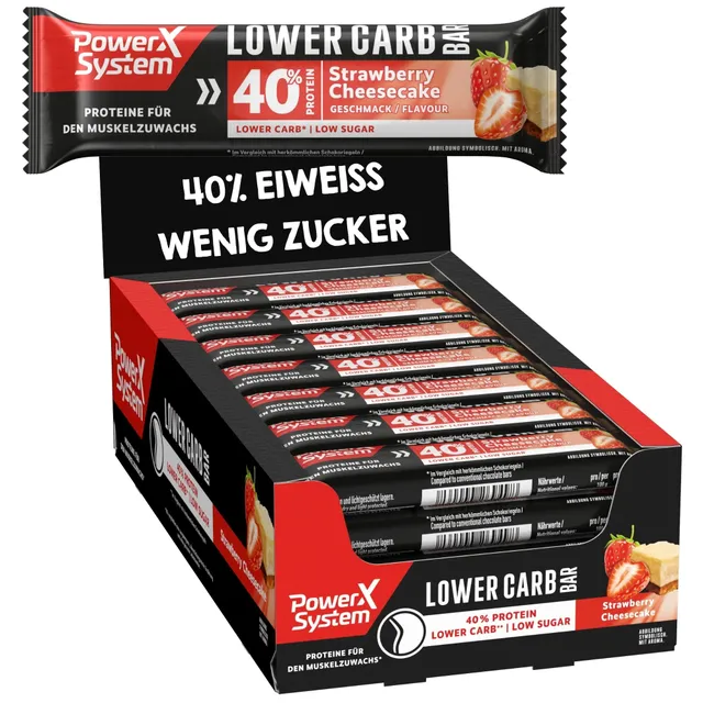 power-system-lower-carb-bar-strawberry-cheesecake-40-protein-28-x-40-g image 1