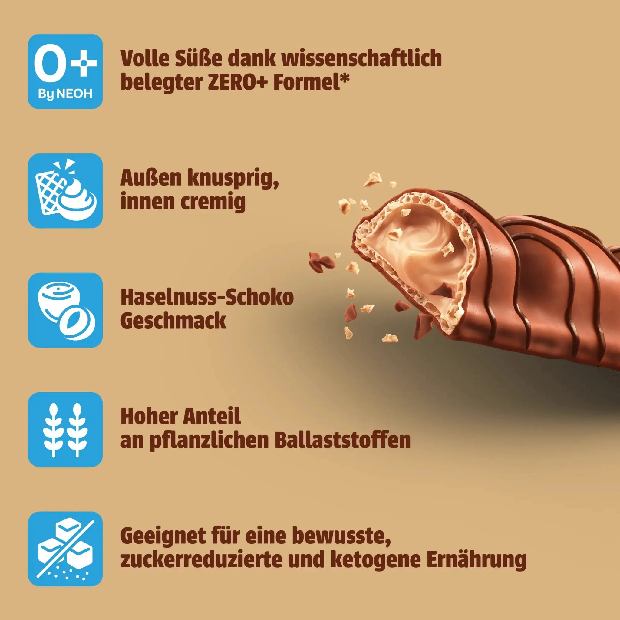 neoh-crisp-n-cream-waffel-knusprige-waffel-mit-51-haselnusscreme-ohne-zuckerzusa image 7