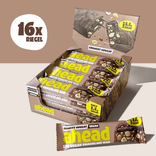 ahead-crunchy-nougat-low-sugar-schokoriegel-vegan image 1