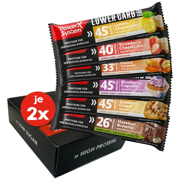 power-system-lower-carb-proteinriegel-mix-box-12er-probierset image 1