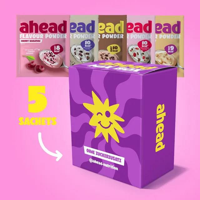 ahead-flavour-powder-probierpaket-5-sorten-vegan-zuckerarm image 1