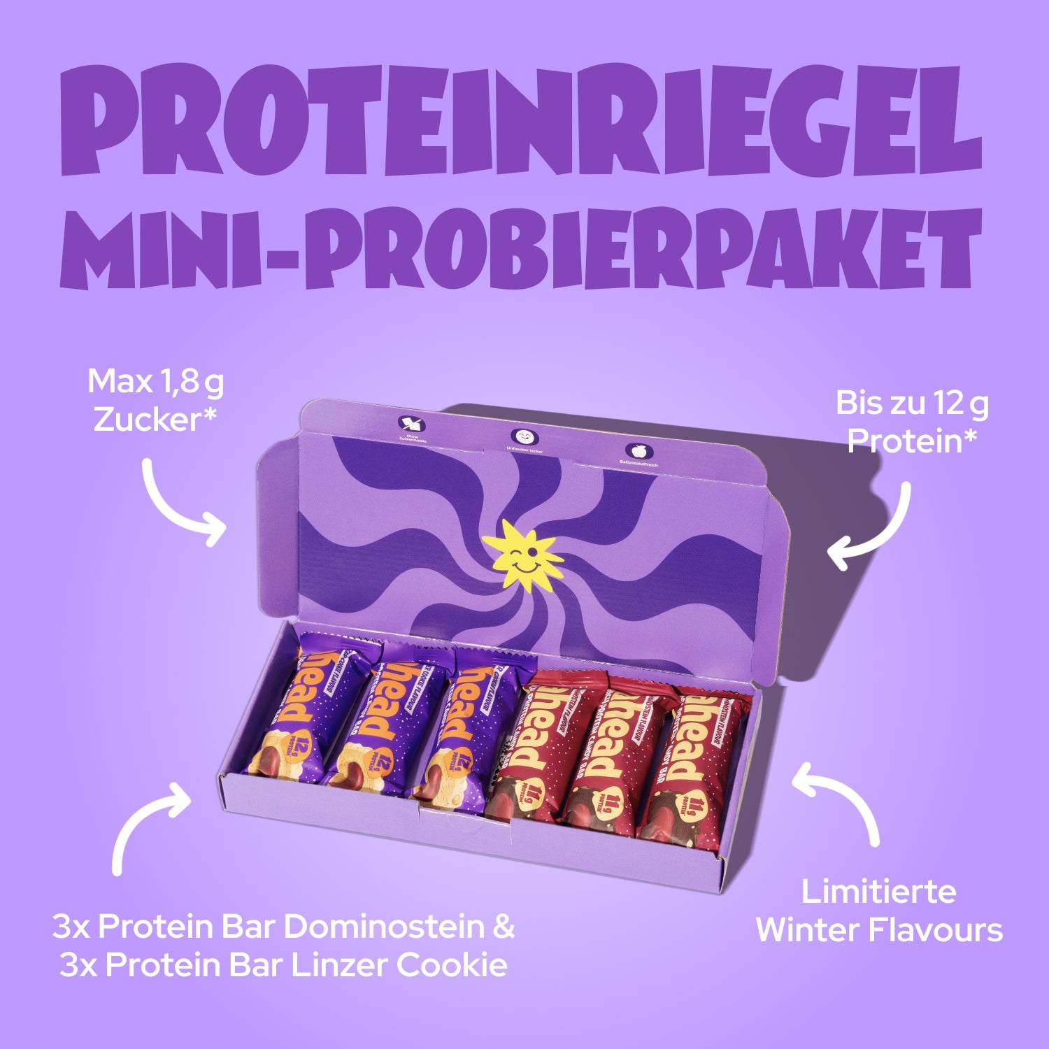 ahead-proteinriegel-mini-probierpaket-dominostein-linzer-cookie image 2
