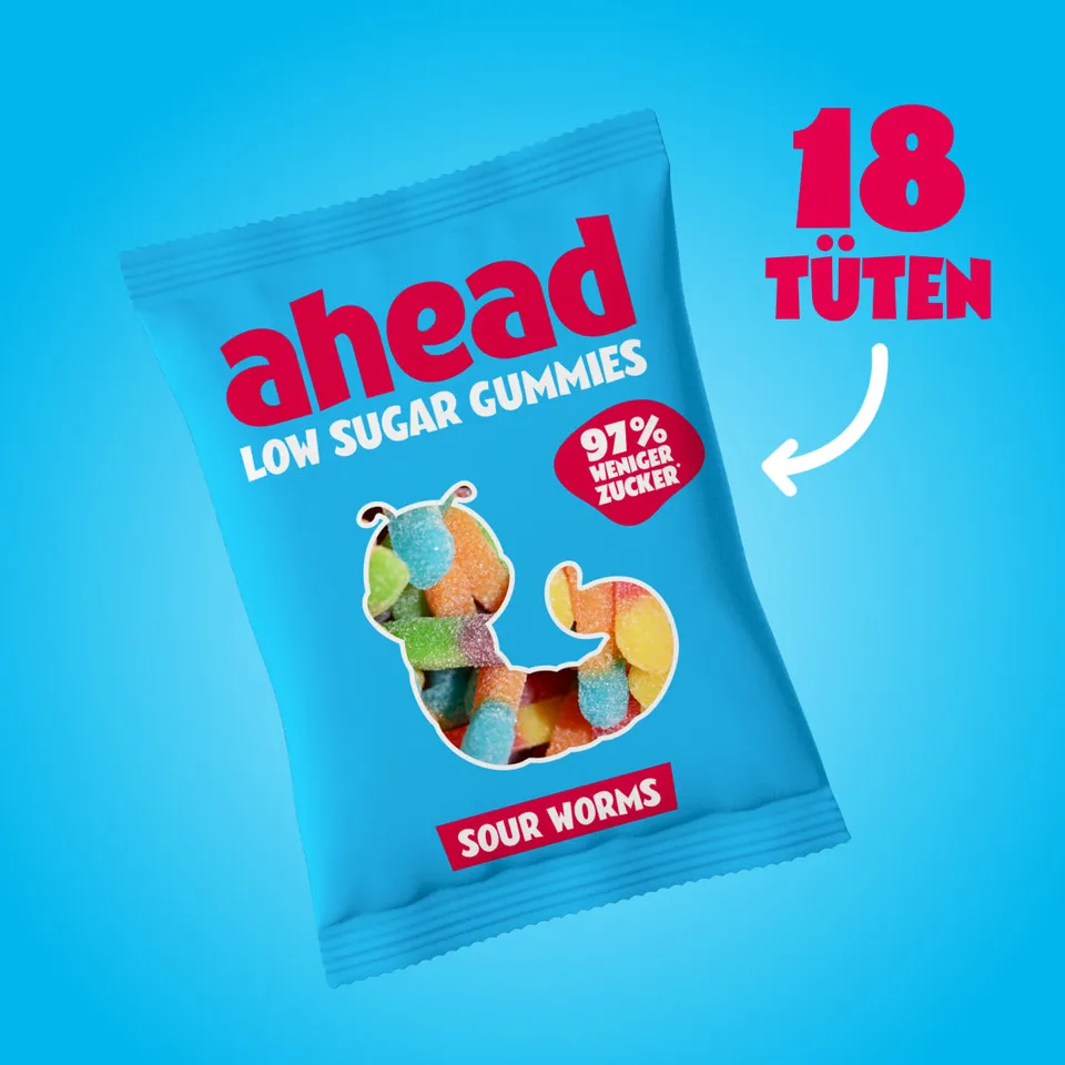 ahead-sour-worms-sauer-s-e-gummib-rchen-56-weniger-kalorien-1-packung image 1