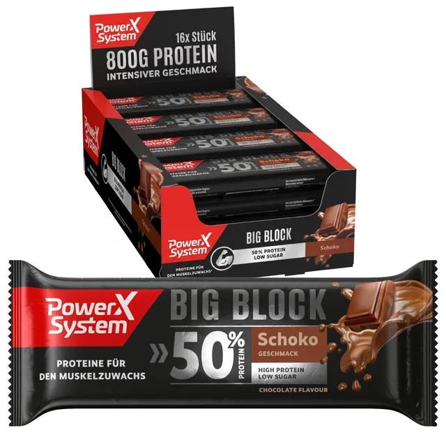 power-system-big-block-schoko-eiwei-riegel-16x100g-50g-protein image 1