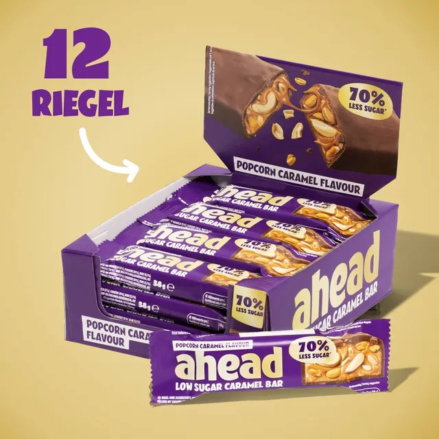 ahead-popcorn-caramel-low-sugar-schokoriegel image 1