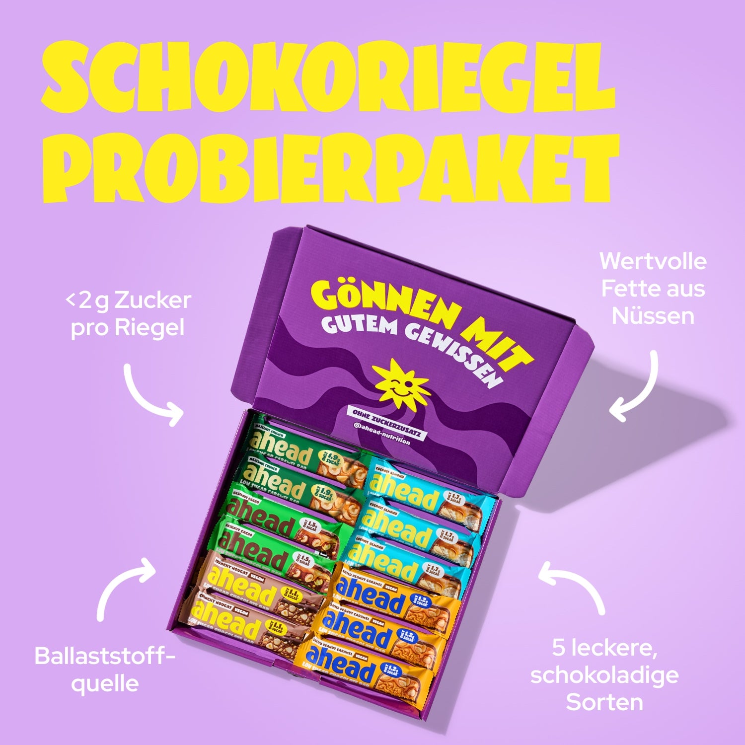 ahead-schokoriegel-probierpaket-12-low-sugar-schokoriegel-bis-zu-90-weniger-zuck image 2
