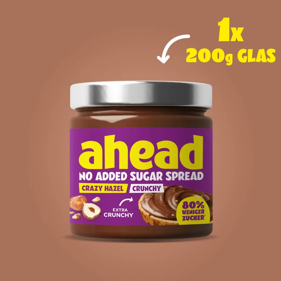 ahead-crazy-hazel-crunchy-200g-low-sugar-nusscreme-mit-knusprigen-haselnussst-ck image 1