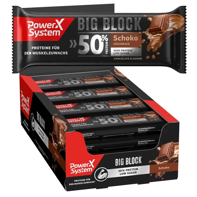 power-system-big-block-schoko-eiwei-riegel-50-g-protein-pro-100-g-riegel-16-x-10 image 1