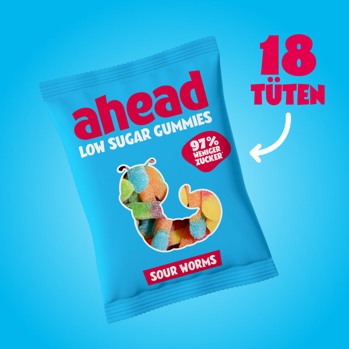 ahead-sour-worms-sauer-s-e-gummib-rchen-56-weniger-kalorien-1-packung image 1