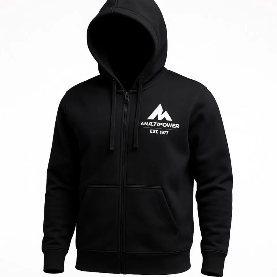 multipower-hoodie-sweatjacke-mit-zipper-navy-kapuze-mit-kordelzug-multipower-log image 1