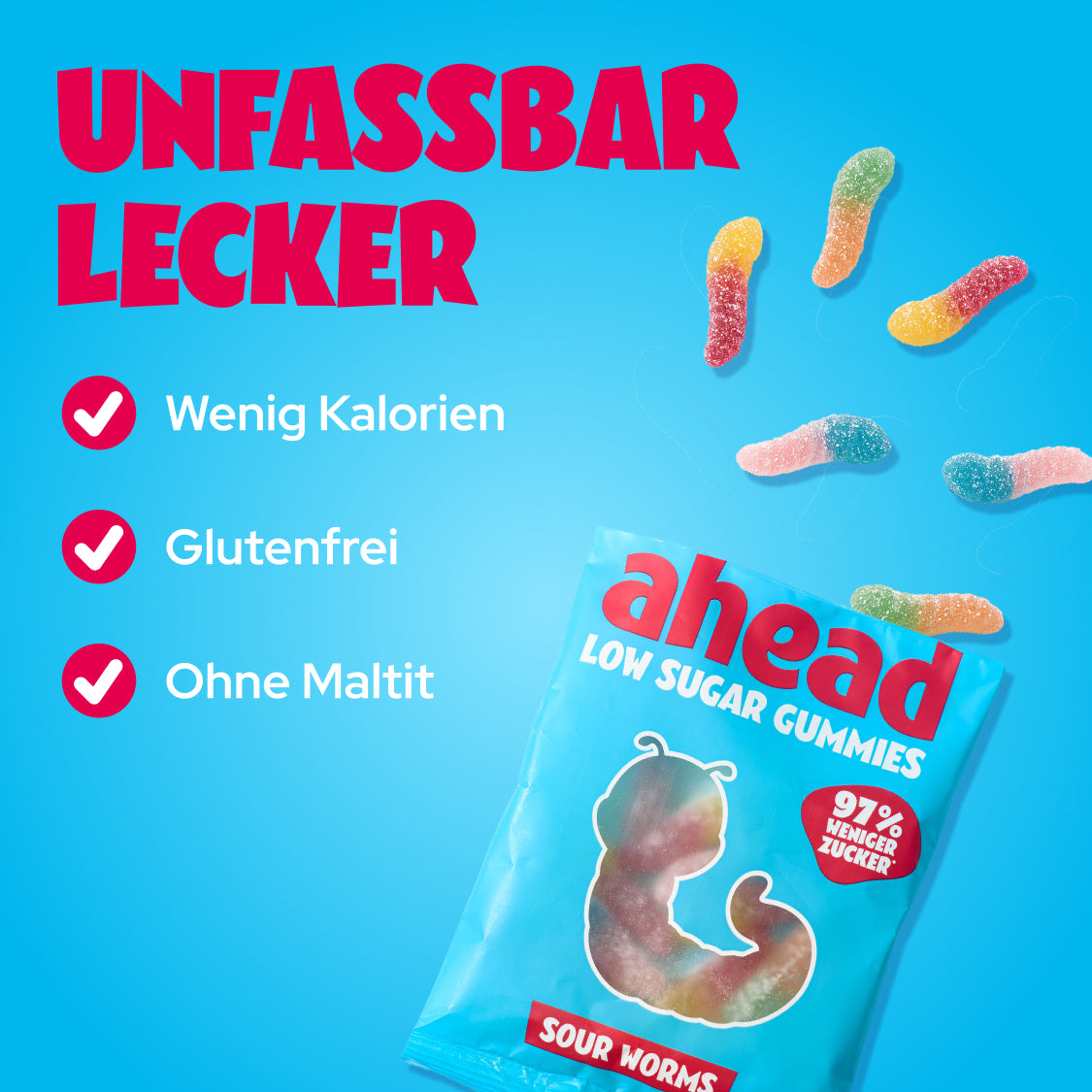 ahead-sour-worms-sauer-s-e-gummib-rchen-56-weniger-kalorien-1-packung image 6