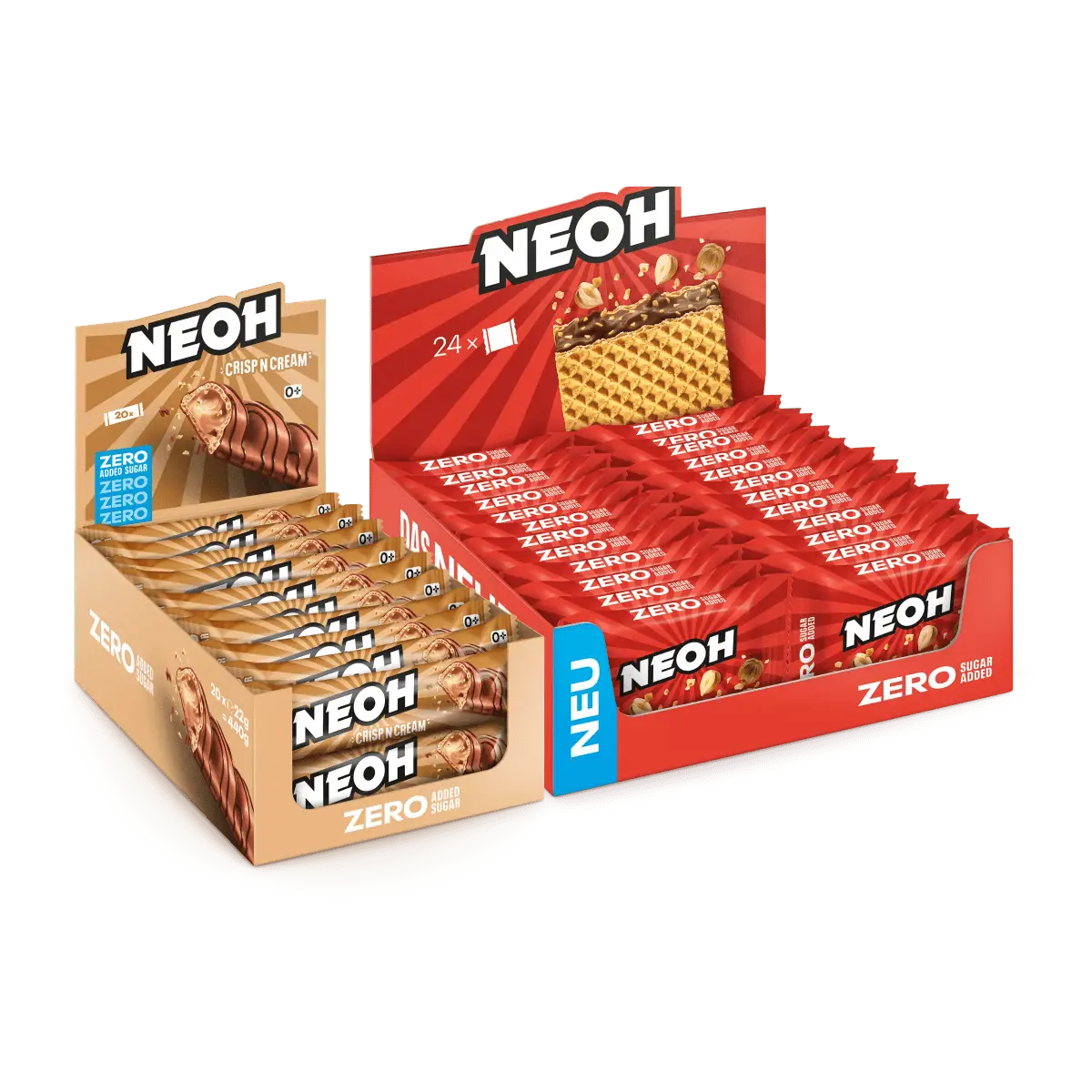 neoh-bestseller-box-waffel-riegel-duo-crisp-n-cream-hazelnut-crunch-ohne-zuckerz image 1