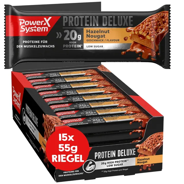 power-system-protein-deluxe-hazelnut-nougat-15-x-55-g-high-protein-low-sugar-box image 1