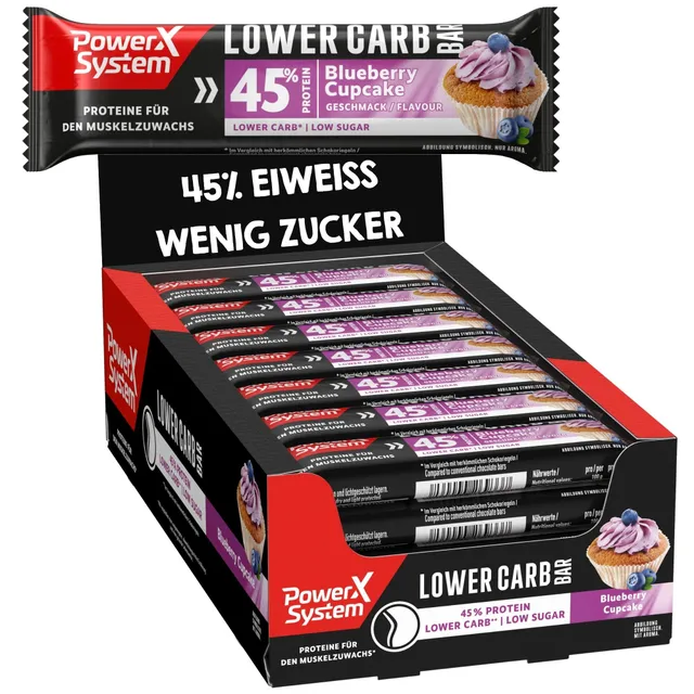 power-system-lower-carb-bar-blueberry-cupcake-28x40g-44-protein image 1